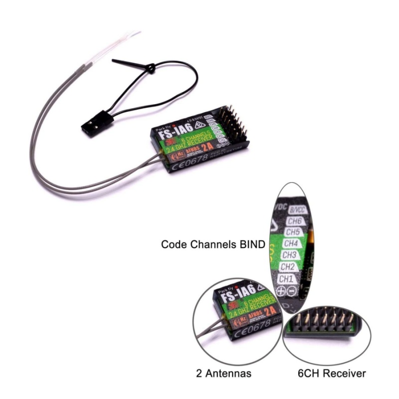 Drone Racing Battery - ฟลายสกาย FS-IA6 ตัวรับสัญญาณ 6CH เสาอากาศคู่ iBus